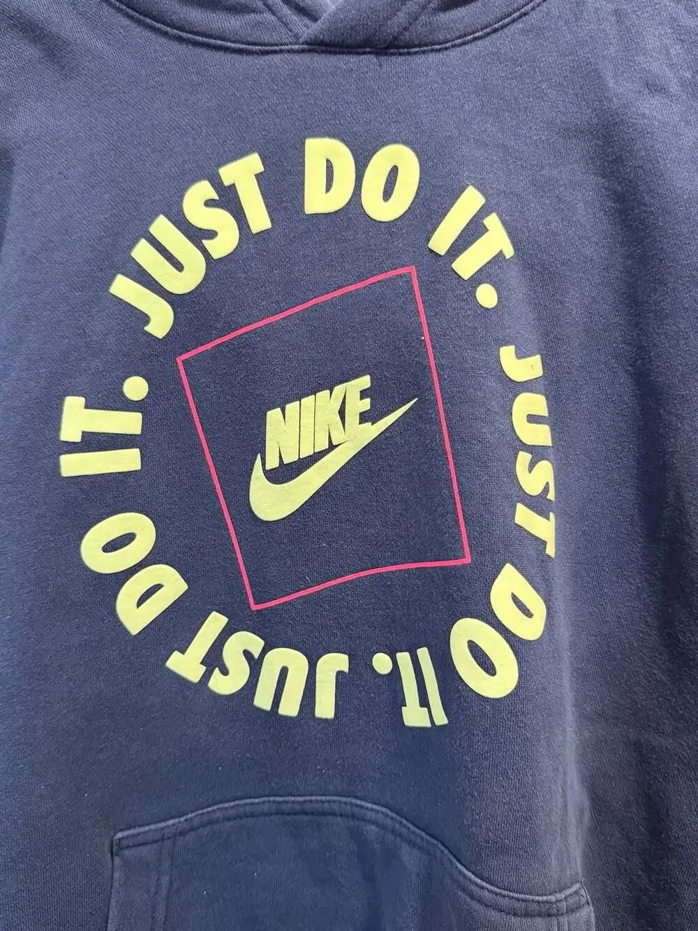 Nike Sportswear Just Do It Circle Logo Graphic Pullover Hoodie Navy Blue